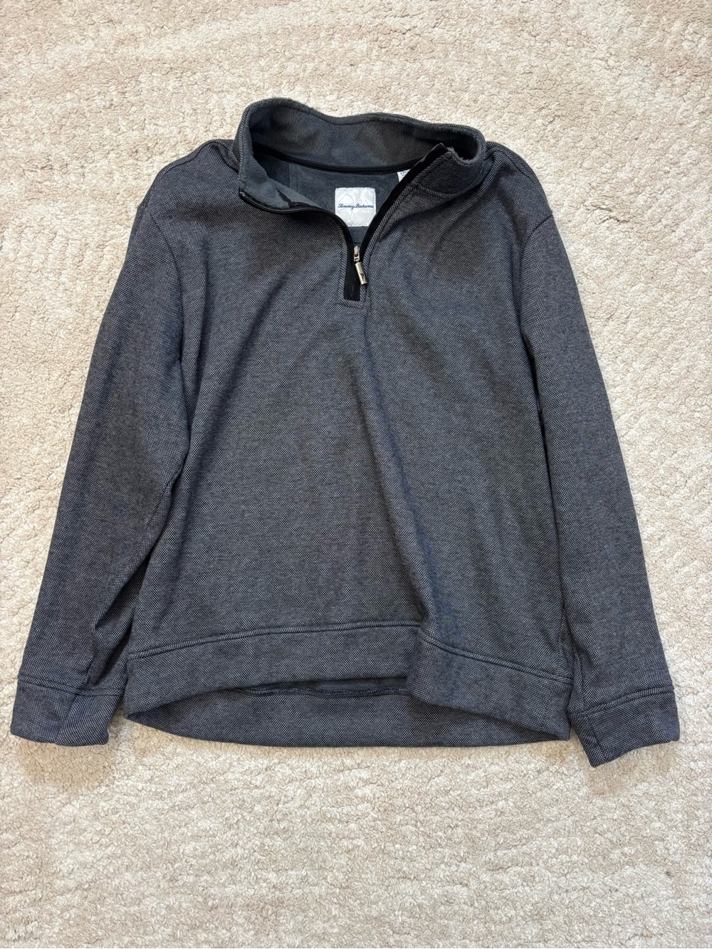 Tommy Bahama Men's Dark Charcoal Quarter-Zip Sweater
